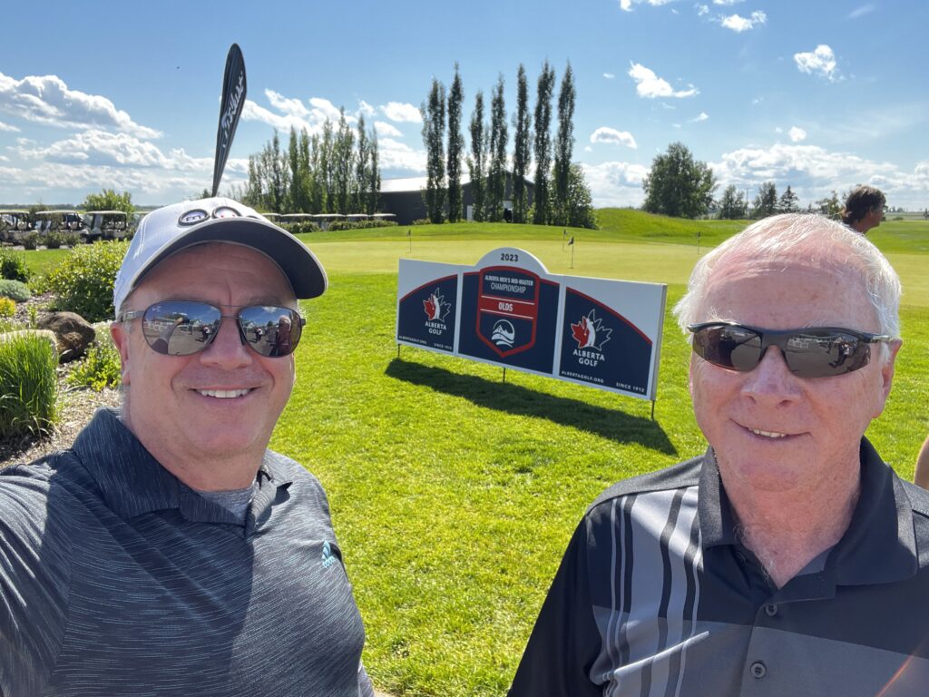 Brian and Jim Russell at the 2023 Alberta Men's Mid-Master Championship at Olds Golf Club
